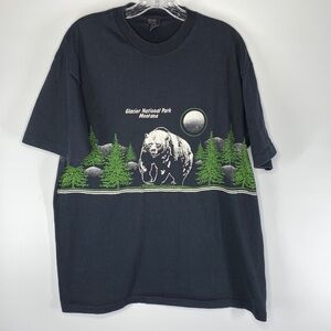 Sherry's Best Glacier National Park Grizzly Bear Black Graphic Tshirt Size XL